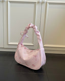 Pink Floral Bow Print Shoulder Bag