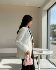 Baby Pink Mini Oil Leather Crossbody Handbag