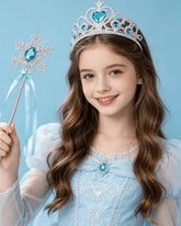 1 Set Girls' Blue Princess Crown & Magic Wand