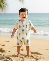 Baby Boy cute Pineapple Print 2PC Summer Set – Half Sleeve T-Shirt & Shorts