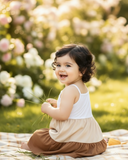 Baby Girl Brown Colorblock Dress