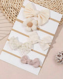 5pcs/Set Beige Baby Girl Flower & Bow Decor Headbands