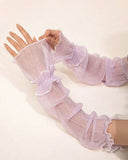 1 pair of Elegant Pleated Arm Sleeves for Women (Black, White, Purple, Grey, Pink)