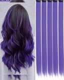 💜 10 Pcs 20-Inch Purple Clip-In Hair Extensions