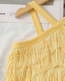 Girls Multi-Layer Tassel Halter Neck Summer Top