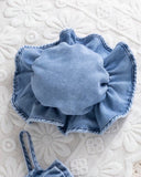 2pc Denim Style Dress with Large Bow & Hat