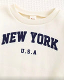 Baby Boy sweatshirt, fleece-lined pants, and Blue vest jacket
