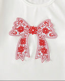 Tween Girls Red Bow Embroidered Shirt and Cargo Pants Set