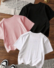 3-Piece Girls Cartoon Printed T-Shirt Set
