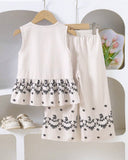 Girls White 2-Piece Bow Shirt & Floral Pants Set