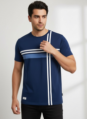 Men's Striped Crew Neck Short Sleeve Casual Versatile T-Shirt