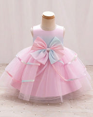 Baby Girl 3D Bow Pink Birthday Tulle Dress