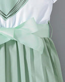 Kids Green Flounce Sleeve Top & Wide Leg Pants Set