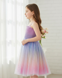 Girls’ Colorful Ombre Mesh Sequin Slip Dress