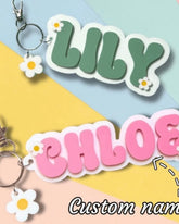 Customized Acrylic Name Keychain with Daisy Design (3D Double-Layer)