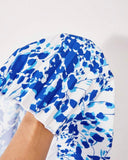 Girls 2-Piece Blue Floral Print Pleated Dress & Cardigan Set