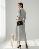 Black & White Striped Shirt Dress with Collar