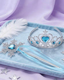 1 Set Girls' Blue Princess Crown & Magic Wand
