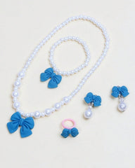 5pcs Girls Cute Blue Bow Jewelry Set for Kids