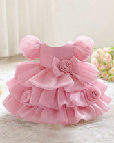 Baby Girls Puff Sleeve Floral Organza Dress