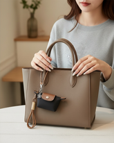 Mini PU Leather Bag – Black & Brown Bag Charm