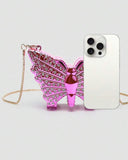 🦋 Mini Metallic Rhinestone Butterfly Clutch Bag