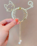 Faux Pearl Tassel Hair Clips