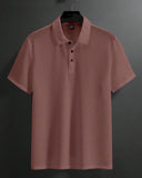 Men’s Rust Colour Half Sleeve Casual Textured Polo Shirt – Summer