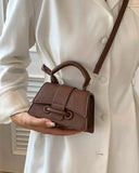Women’s Brown Textured Lipstick Case Mini Square Bag