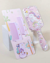 3pcs Cute Unicorn Cartoon Hair Brush & Comb Set - Air Cushion & Fine Tooth Combs For All Hair Types