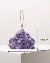 Purple Elegant Floral Mini Wallet & Bridesmaid Party Clutch