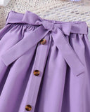 Butterfly Pattern Printed Short Sleeve T-Shirt And Elastic Waist Skirt