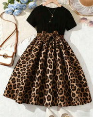 Black Leopard Patchwork Dress – Bold Summer Style