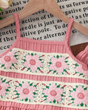 Girls 2PCS Pink Crochet Lace Camisole & Wide-Leg Pants Set