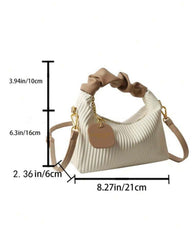 Pleated Weaving Color Block Handbag – Stylish PU Leather Shoulder & Crossbody Bag