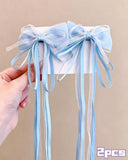 2-Piece Macaron Satin Pearl-Luster Tulle Bow Hair Clips for Girls