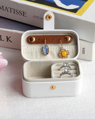 Portable Leather Jewelry Box Organizer Type B (White, Black, Pink)