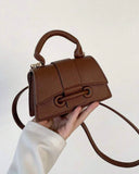 Women’s Brown Textured Lipstick Case Mini Square Bag