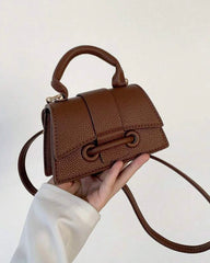 Women’s Brown Textured Lipstick Case Mini Square Bag