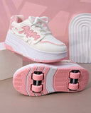 Girls’ Convertible Pink 4-Wheel Roller Skate Shoes