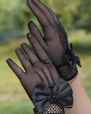 1 Pair Children's Pink Lace Hollow Bow Princess Gloves (4 Colours)