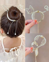 Faux Pearl Tassel Hair Clips