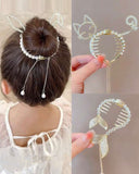 Faux Pearl Tassel Hair Clips