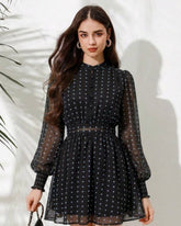 Women's Black Polka Dots Dress for Vacations