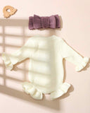 2Pcs Set Dusty Purple Newborn Photography Outfits With Bow Headband