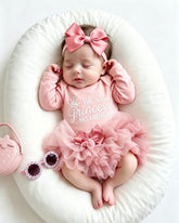Newborn Baby Girl Romper with Pink Tutu Skirt & Bow Headband