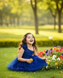 Elegant Blue Color Birthday Party Princess Dress