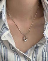 1pc Minimalist Hollow Water Drop Titanium Stainless Steel Necklace
