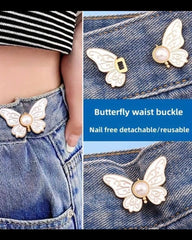 2 Pairs of Butterfly Waist Cincher Jeans Buttons for Adjustment