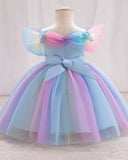 Baby Girls Rainbow Strap Party Dress – Elegant Birthday & Flower Girl Dress